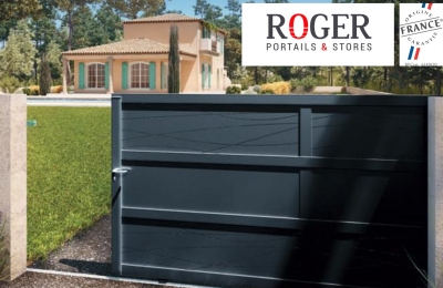 Portail aluminium droit coulissant plein sur mesure