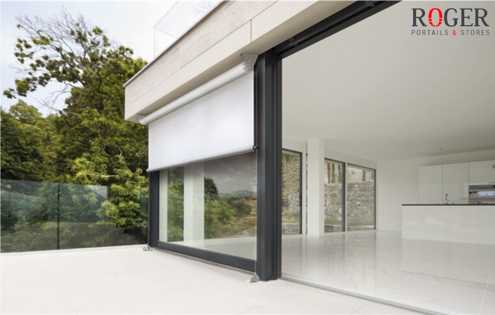 Store Vertical Bannette Guidage Coulisses - Largeur Jusqu'à 5,93 m - Hauteur jusqu’à 5,00 m