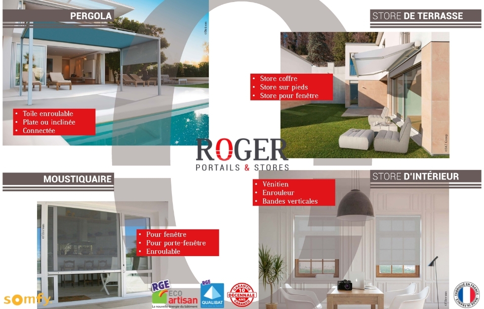 Portails et Stores ROGER : fabricant et installateur sur mesure en Isère depuis 30 ans – pergolas, stores, moustiquaires et menuiseries en fabrication française